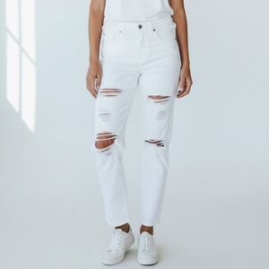 Chantz Distressed White Denim Skinny Jeans
